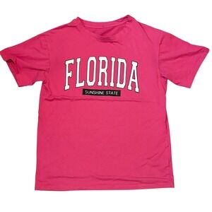 Mens Florida Sunshine State Graphic T Shirt Pink Short Sleeve SZ L